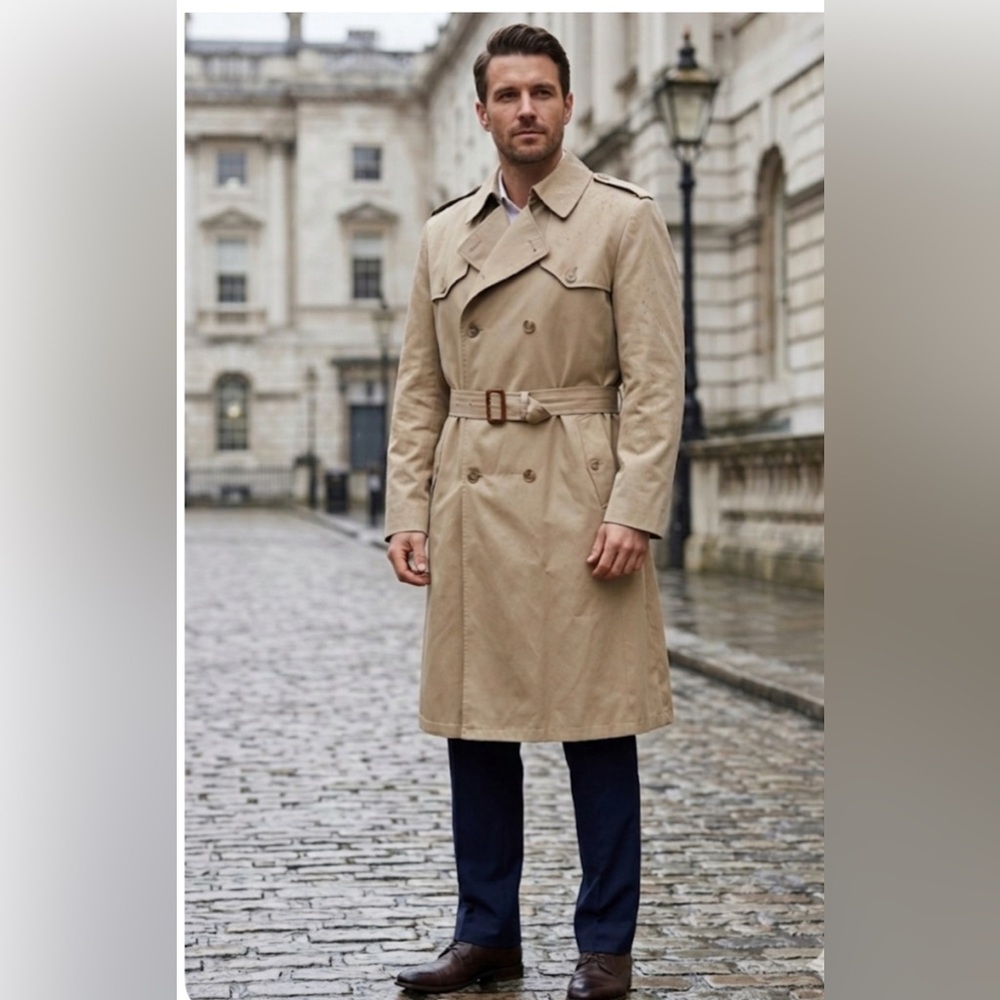 Vintage Christian Dior Monsieur Trench Coat Men's Size 44L Warm Liner RARE 1970